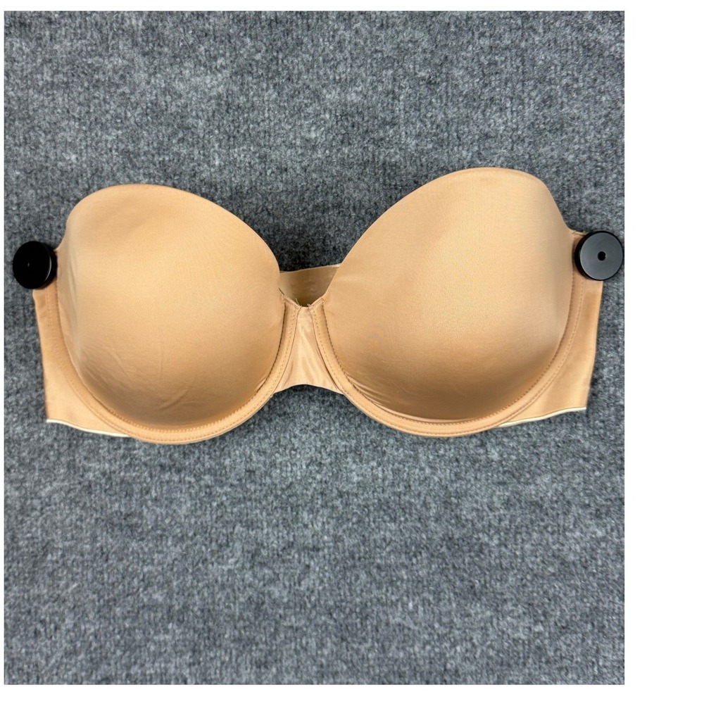 Victorias Secret Strapless Lined Underwire Bra Tan Nude 38D Supportive Invisible